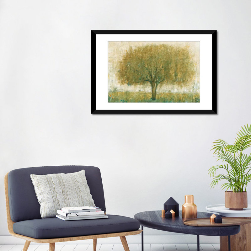 « summer day tree ii », impression sur toile, H 24 po x l 32 po x P 1 po, Papier d'art encadré noir, Blanc
