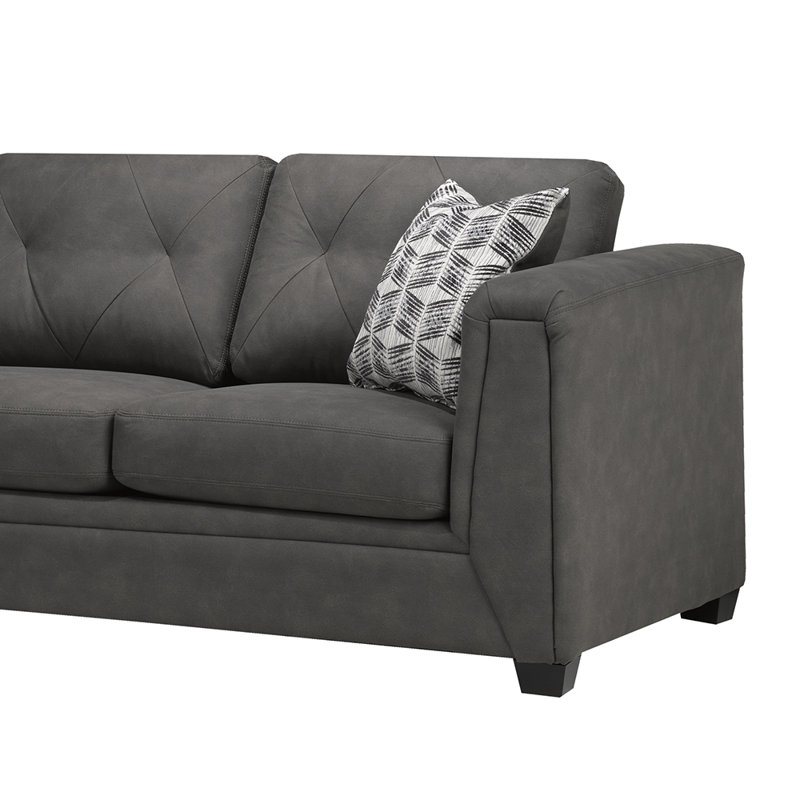 Upholstered L-Shaped Sectional Symmetrical, Charcoal 100% Polyester