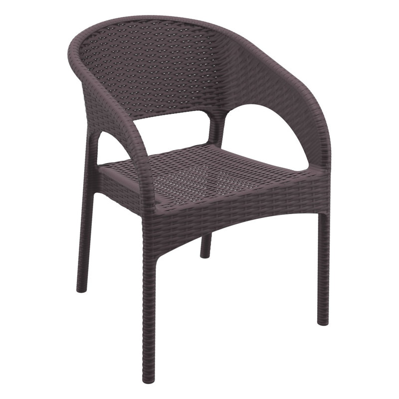 Tomosuke Stackable Patio Dining Chair, Brown