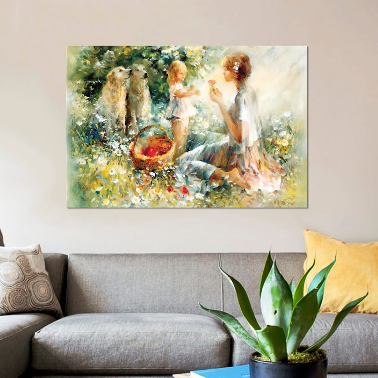« pique-nique », impression sur toile, H 18 po x l 26 po x P 1,5 po, Pas de tapis, Toile tendue