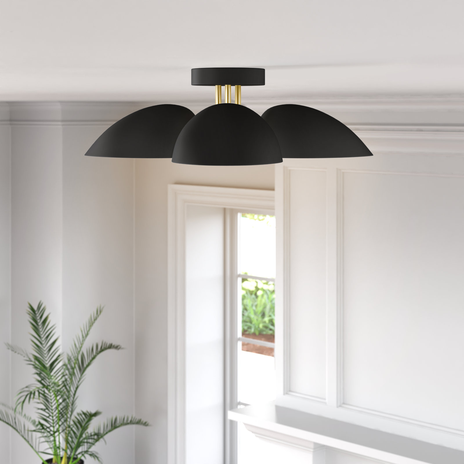 Adarna 3-Light Semi Flush Mount, Midnight Black