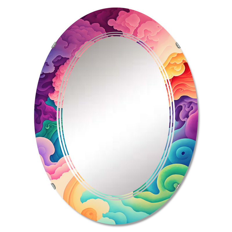 Miroir mural spiralé multicolore Potchen Swirly Clouds III, 30 po x 20 po
