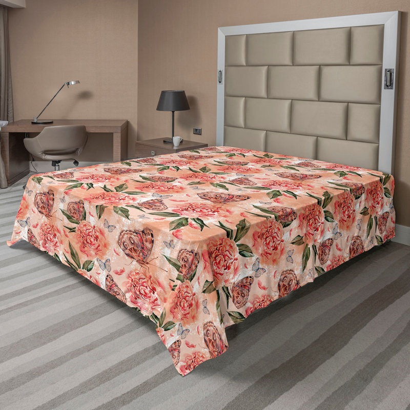 Drap Ambesonne Spring, Drap plat pour très grand lit californien