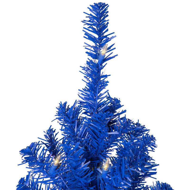 Pre-Lit Medium Artificial Pine Christmas Tree - Royal Blue - Clear Lights, 7'