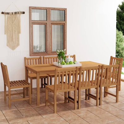 Vitelli 8 - Person Wood Patio Dining Set with Rectangular Table
