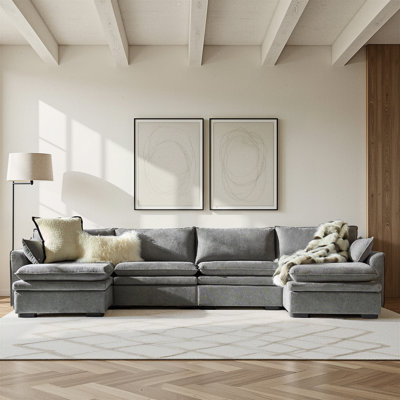 Clayman Modern 157" 6-Piece Oversized Sectional Sofa with Double-Cushion