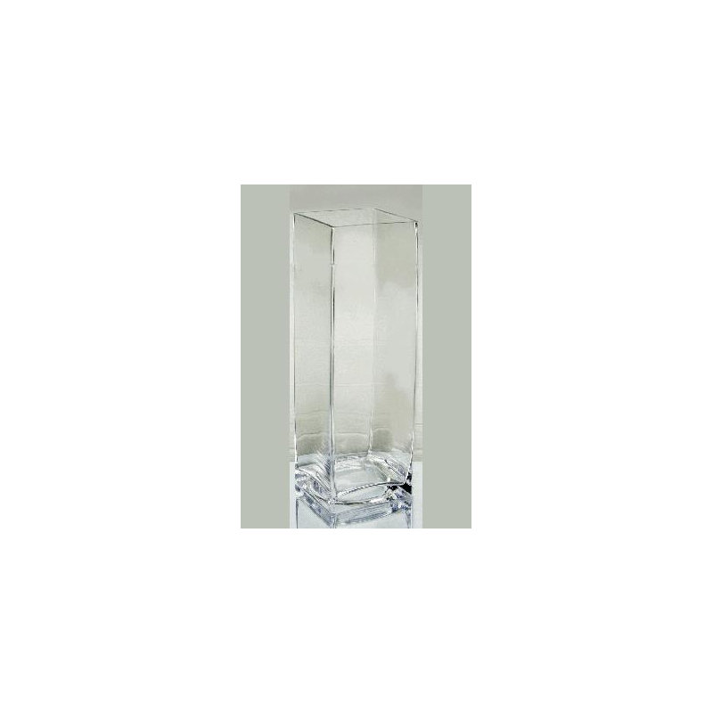 Vase carré en verre, H 20 po x l 6 po x p 6 po