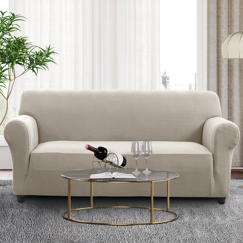 Spandax Sofa Cover Quilted Anti-Slip Couch Protector with Adjustable Strap, Beige, 280 X 179cm (3 Seater)