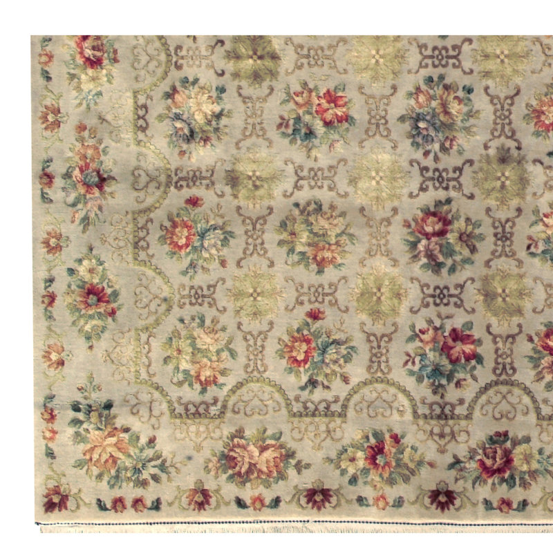 Hand Knotted Floral Area Rug, Rectangle 3' x 5'