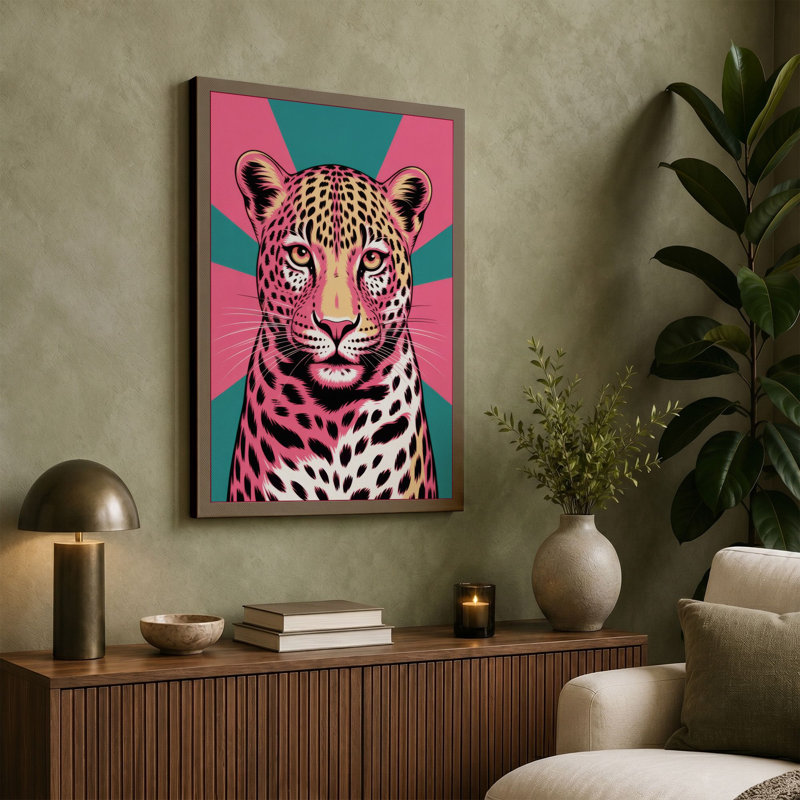 Pop Leopard Modern - Wrapped Canvas, 30x20 - 76.2 x 50.8 cm, Sage Border