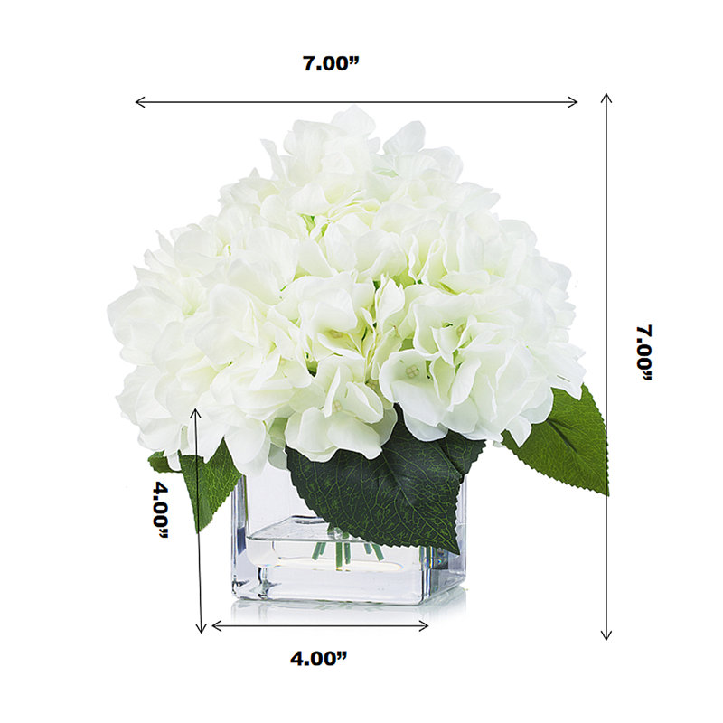 Faux Silk Hydrangea Arrangement in Vase, Cream