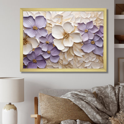 Purple And White Minimalism Violets - Violets Canvas Print Wall Art