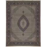 Hand-Knotted High-Quality Green and Brown Area Rug