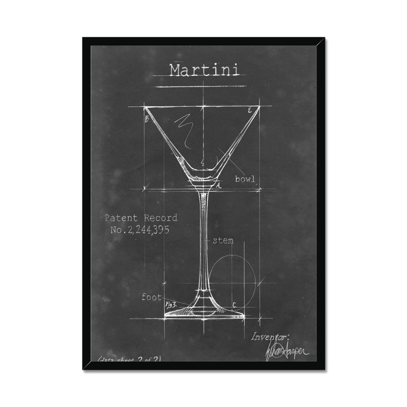 Barware Blueprint V by Ethan Harper - Painting, Black Framed Paper Print, 80cm H x 55cm W
