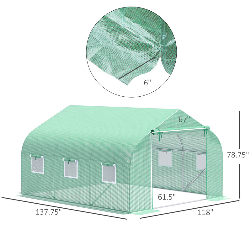 Outsunny Outdoor Walk-In Greenhouse, 6.8" H x 11.5" W x 9.8" D, Green