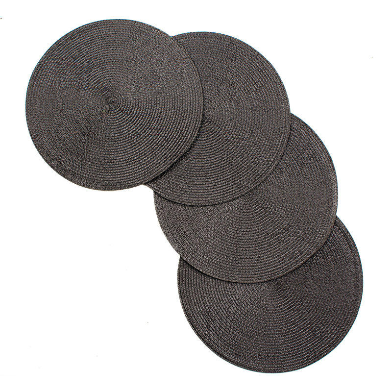 Ensemble de 4 napperons antidérapants Vienna, Gris anthracite