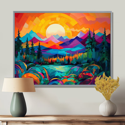 «Vibrant Sunset Shining Over Mountains II», art sur toile