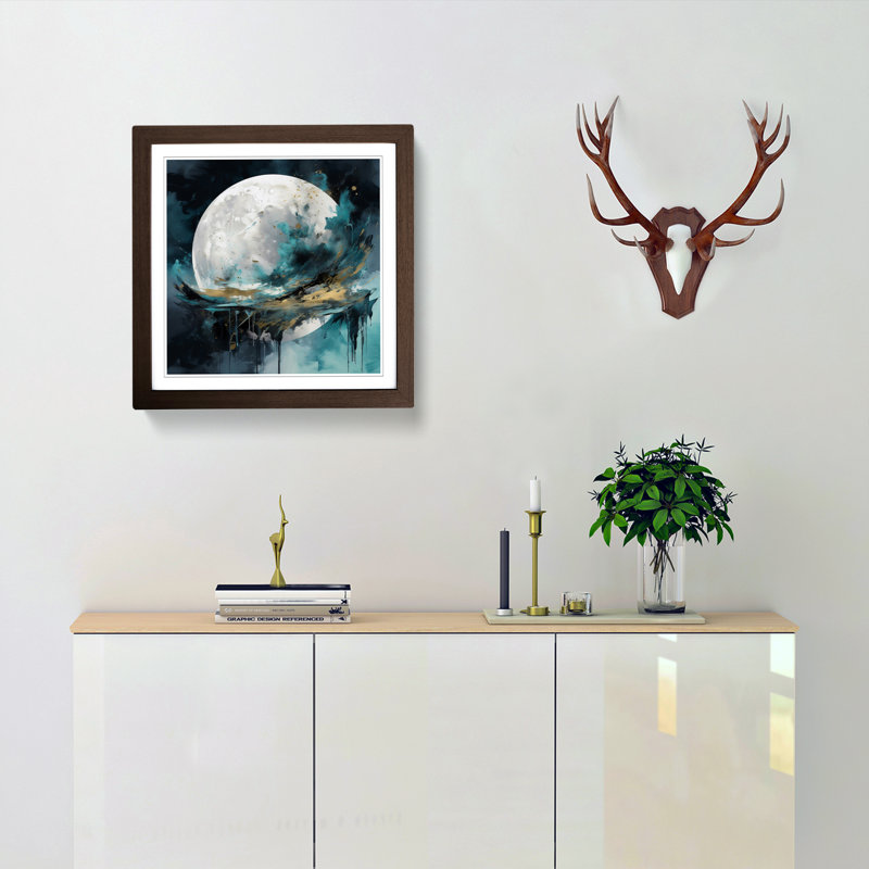 Moon Abstract Art No.1 - Framed Print, Walnut