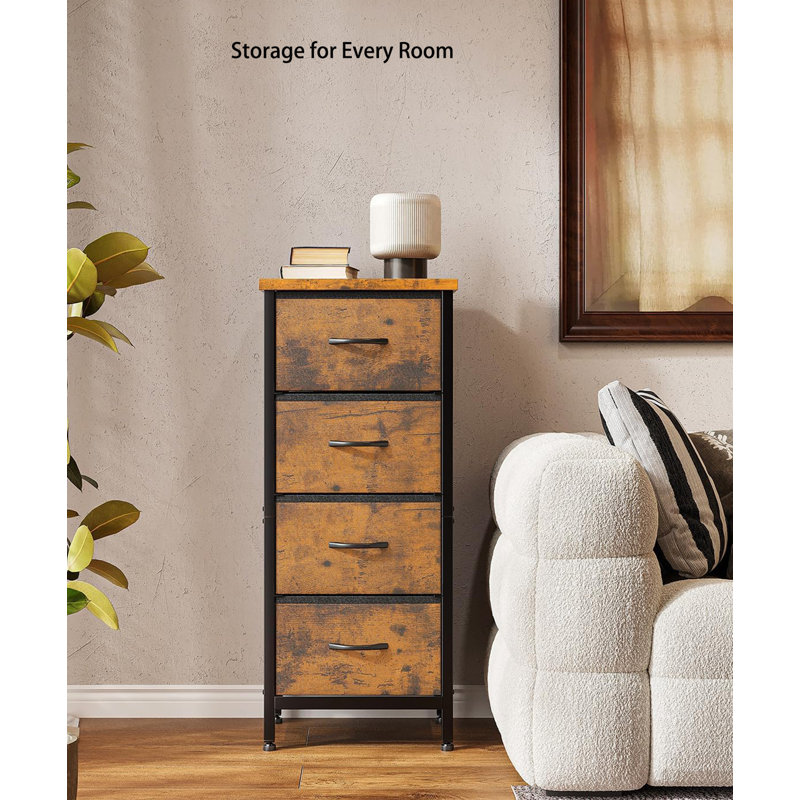 40 cm W Chest of 4 Drawers, Rustic Brown