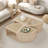 4 Pieces Round To Square Block Modular Coffee Table With Natural Rattan And 2 Tiers