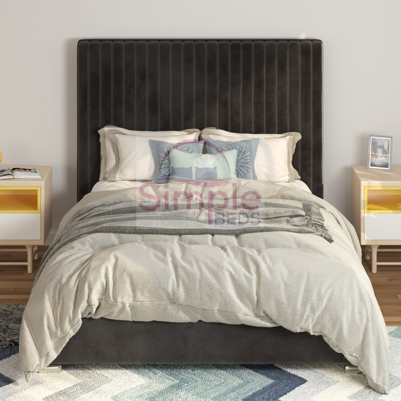 Upholstered Bed Frame, Black, Double (4'6)