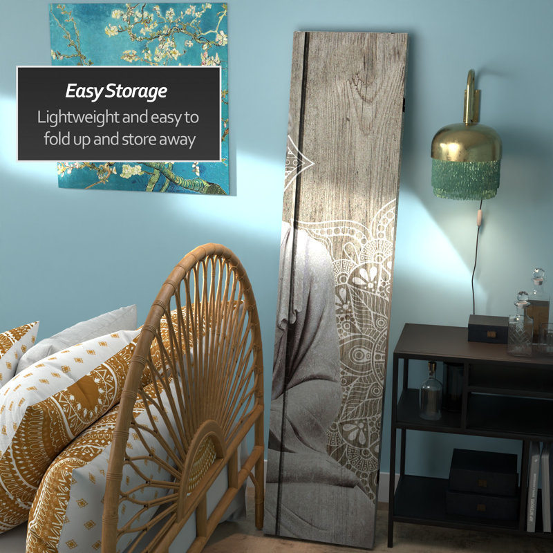 Buddha Art Canvas Folding Room Divider, Gray