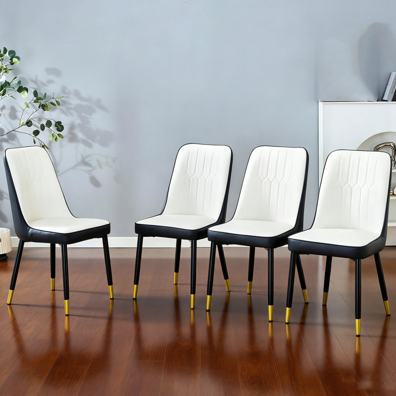 Chaise de salle à manger moderne et minimaliste, 4, Noir, Blanc/Noir