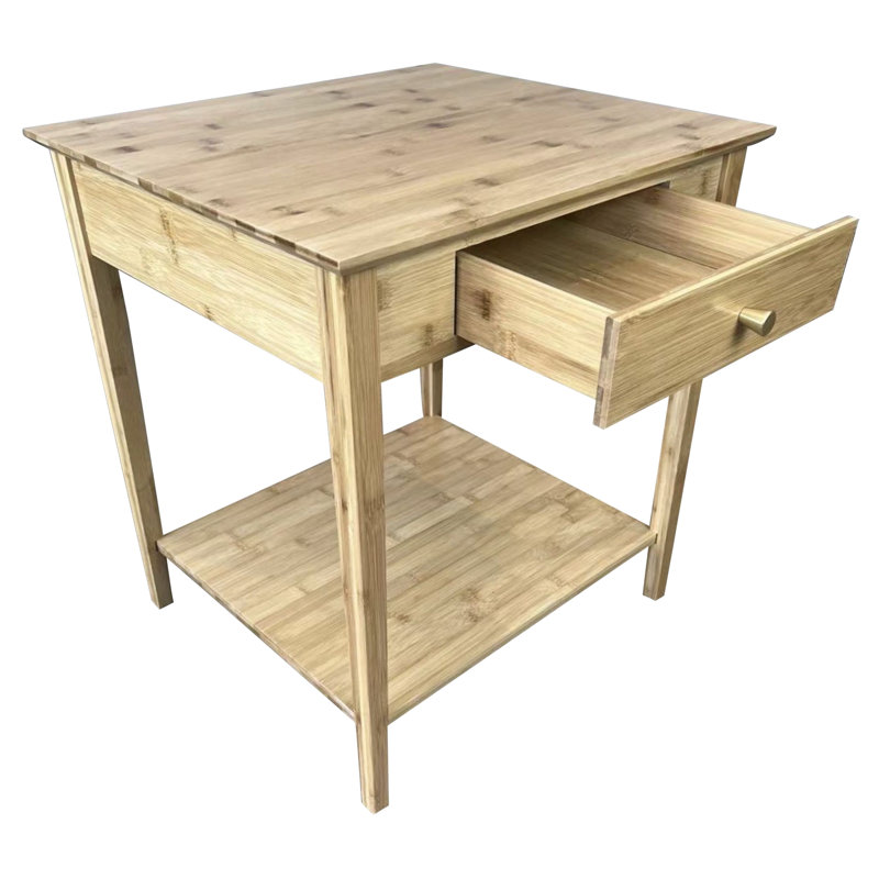 Table de bout en bois massif avec rangement Amreece, Naturel