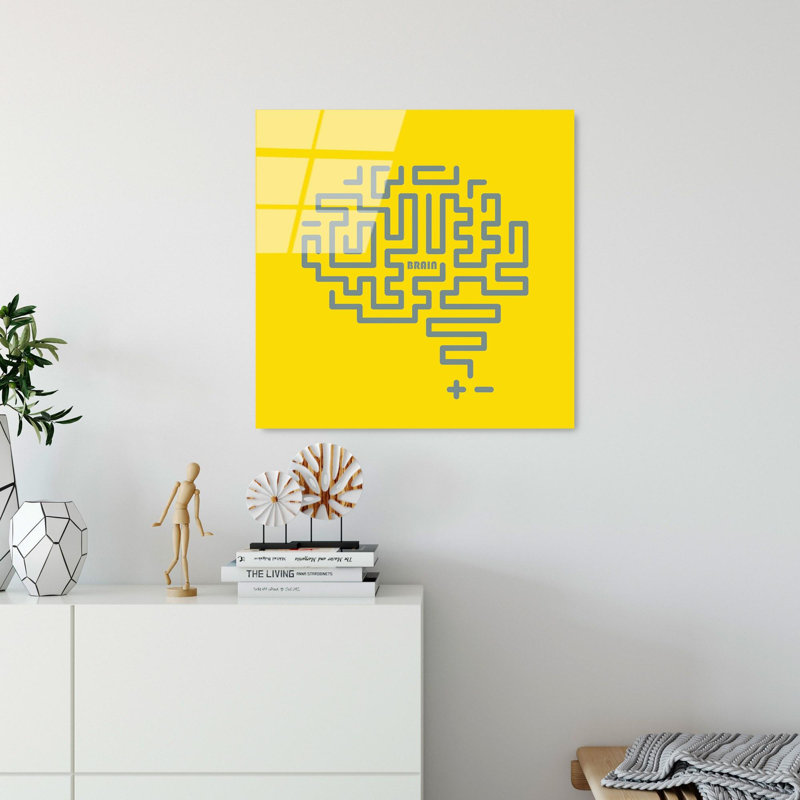 Boze Wall Decor on Tempered Glass, Yellow