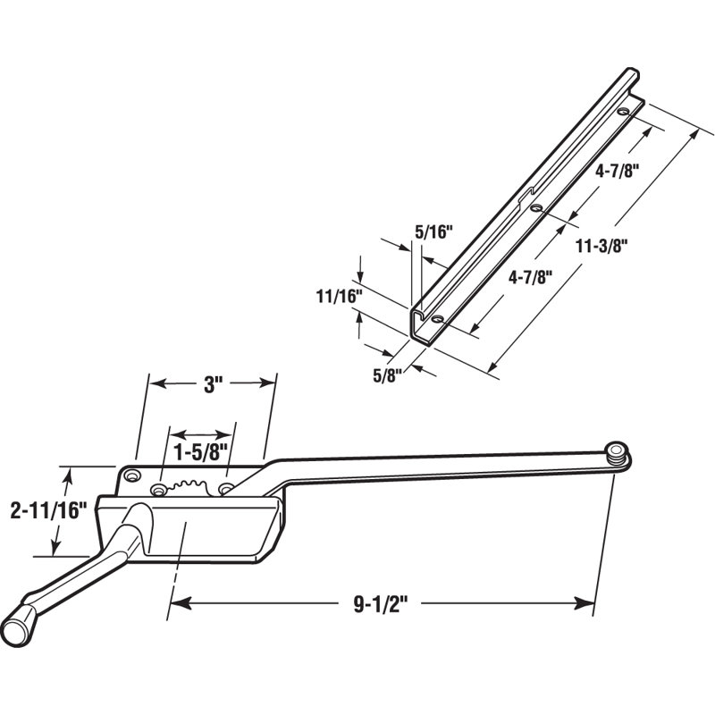 Prime-Line Diecast Left-Hand Casement Window Crank Operator for Wood or Vinyl Windows, 9-1/2 In. Arm, Bronze (Single Pack)