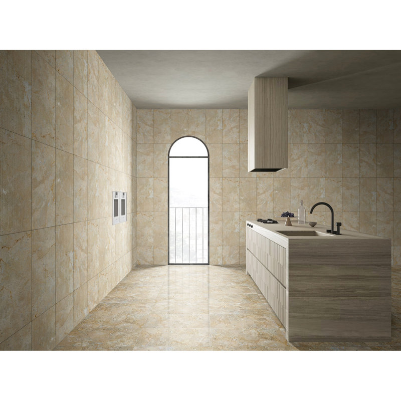 Marbre jaune fs texturé beige doré pour couloir - 12 x 24 pouces, art 12 x 24 beige + finition dorée, luxe, européen