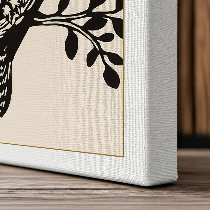 Owl in Balance Botanical - Wrapped Canvas, 18x12 - 45.7 x 30.5 cm, White Border