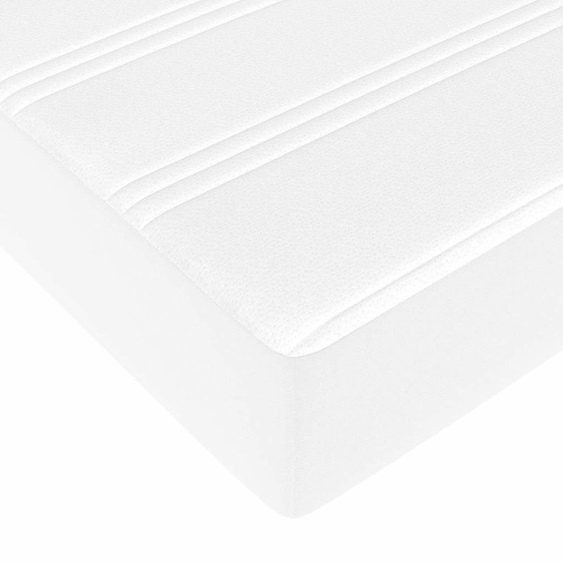  Structure de lit avec matelas en similicuir blanc 47,2 po x 78,7 po, Lit simple, Blanc