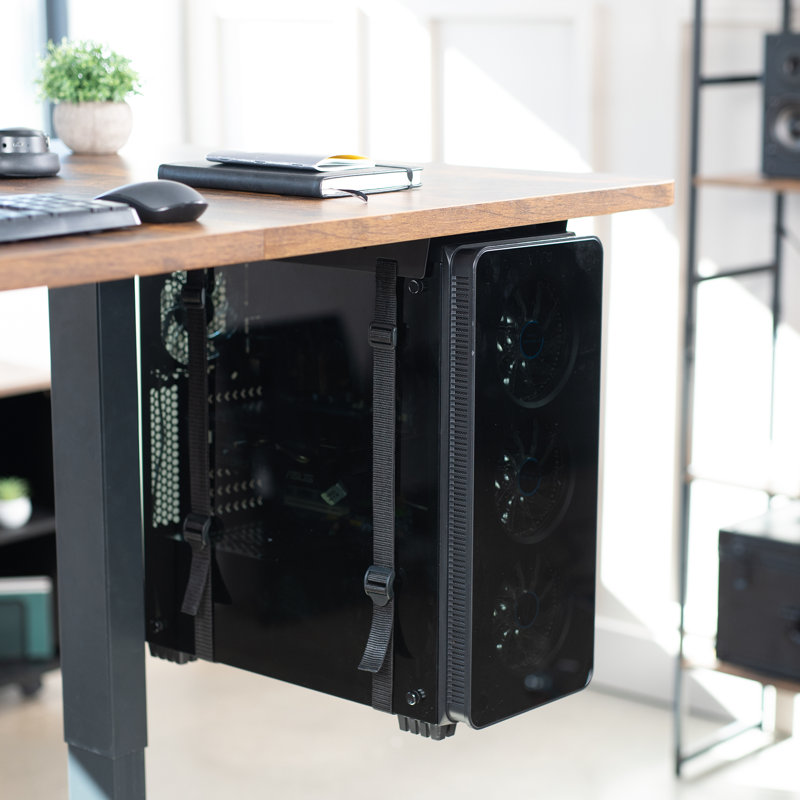 Under Desk Adjustable Strap PC Mount