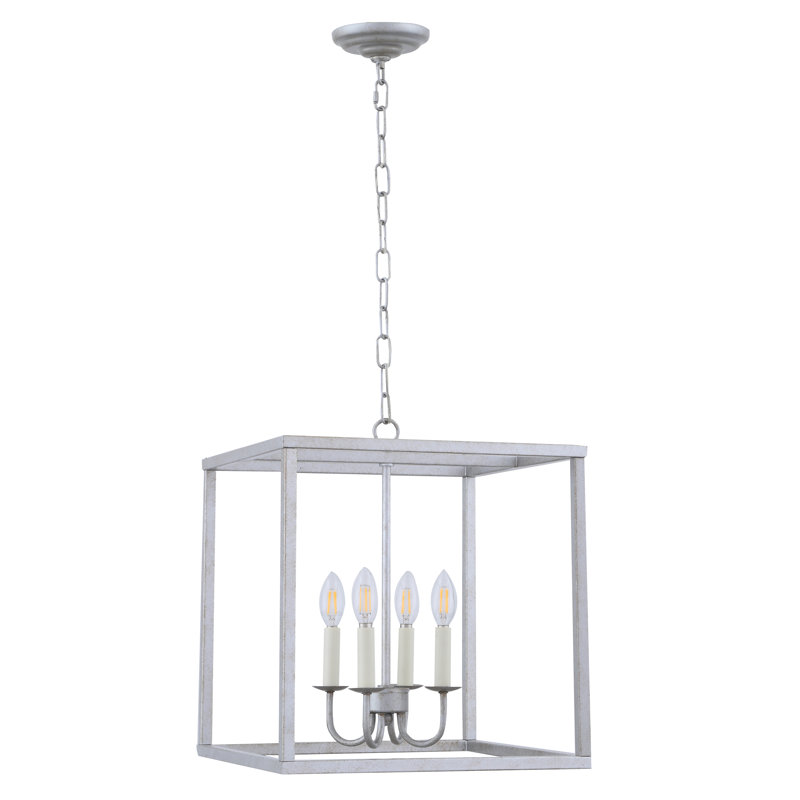 Lustre carré à 4 lumières Tankersley, Argent rétro