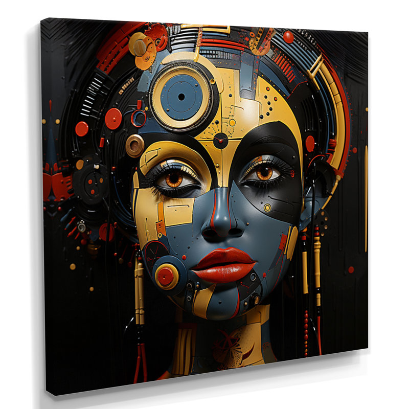 «Modern Sub-Saharan Beauty I», art géométrique moderne africain, Toile tendue, H 36 po x l 36 po x P 1,5 po