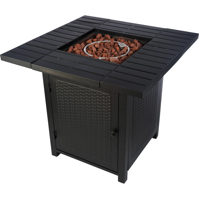 Pure Garden 30" Black Propane Gas Fire Pit Table