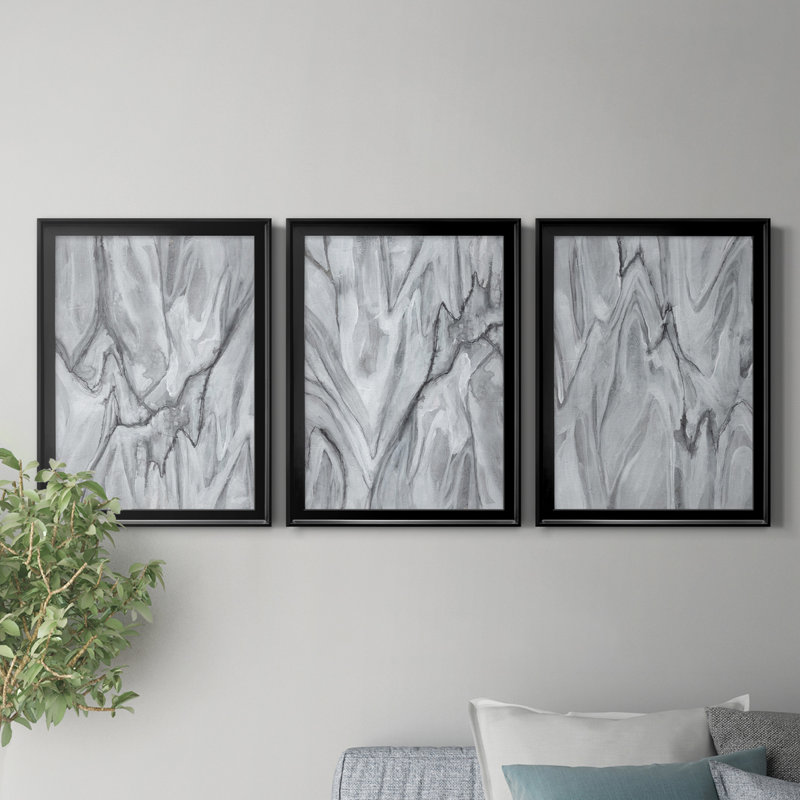 Marbré blanc I, reproduction encadrée de qualité supérieure - prête à être accrochée, Noir, H 24,5 po x l 55,5 po