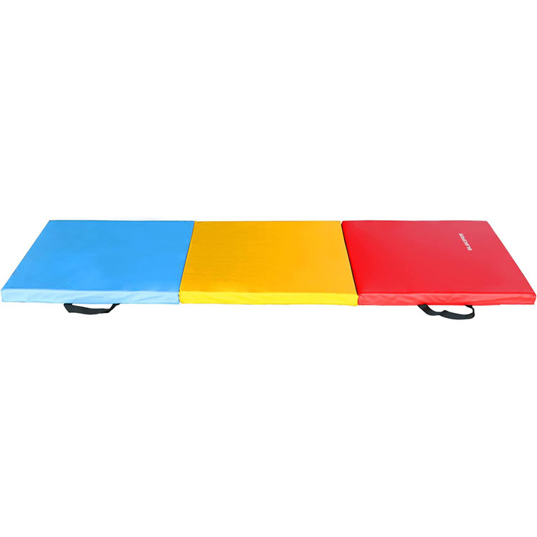 BalanceFrom Fitness GoGym 6x2ft 3 Panel Exercise Mat, Red/White