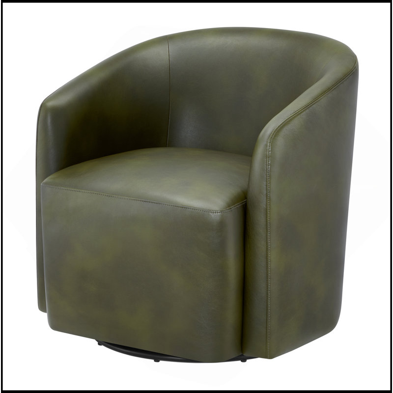 Faux Leather Swivel Barrel Chair, Green