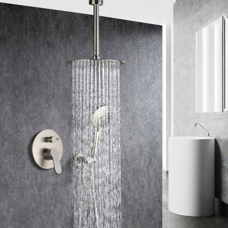 Système de douche complet avec valve brute, Nickel brossé
