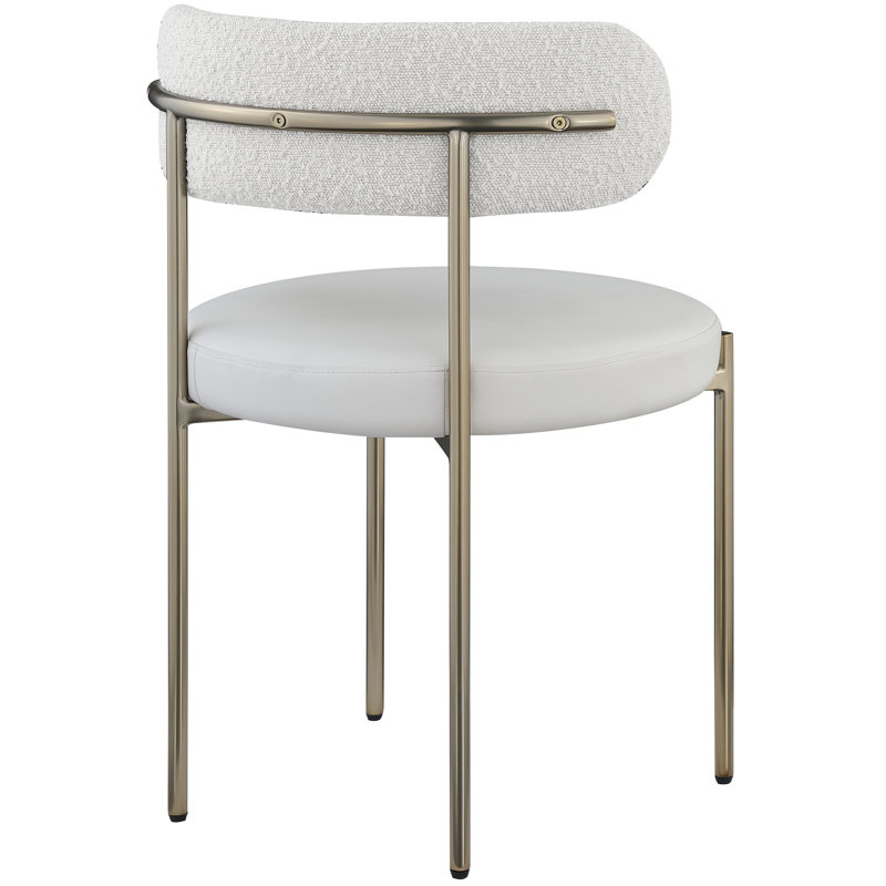 Chaise d'appoint Humaid, Tissu crème bouclé, Laiton brossé