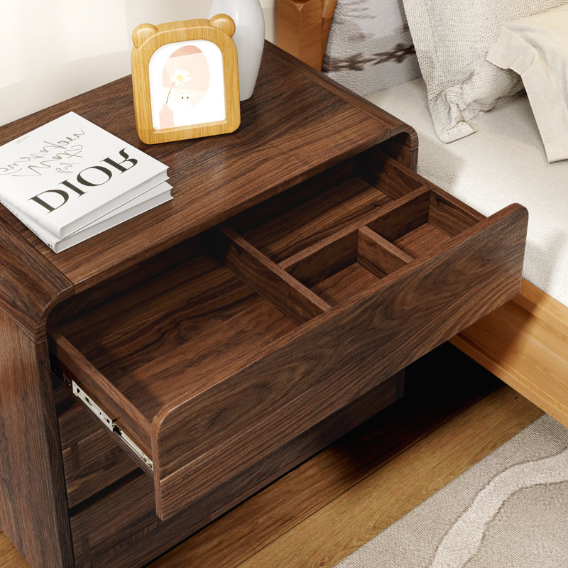 Otelia 28"W Mid-Century Modern Nightstand With 3 Storage Drawers