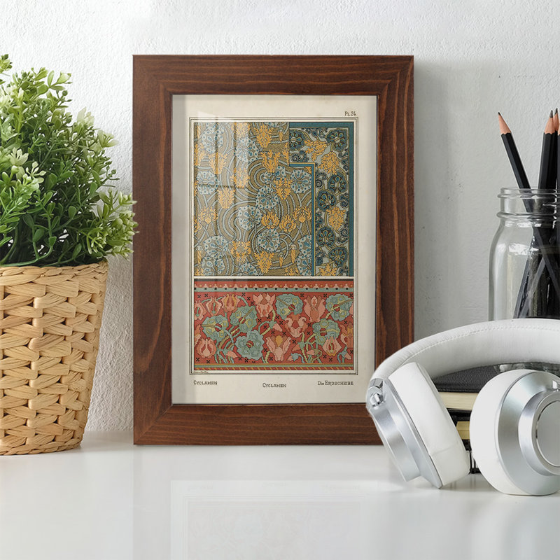 Nouveau Decorative I, reproduction d'art encadrée, H 6 po x l 4 po x P 1 po, Châtaigne