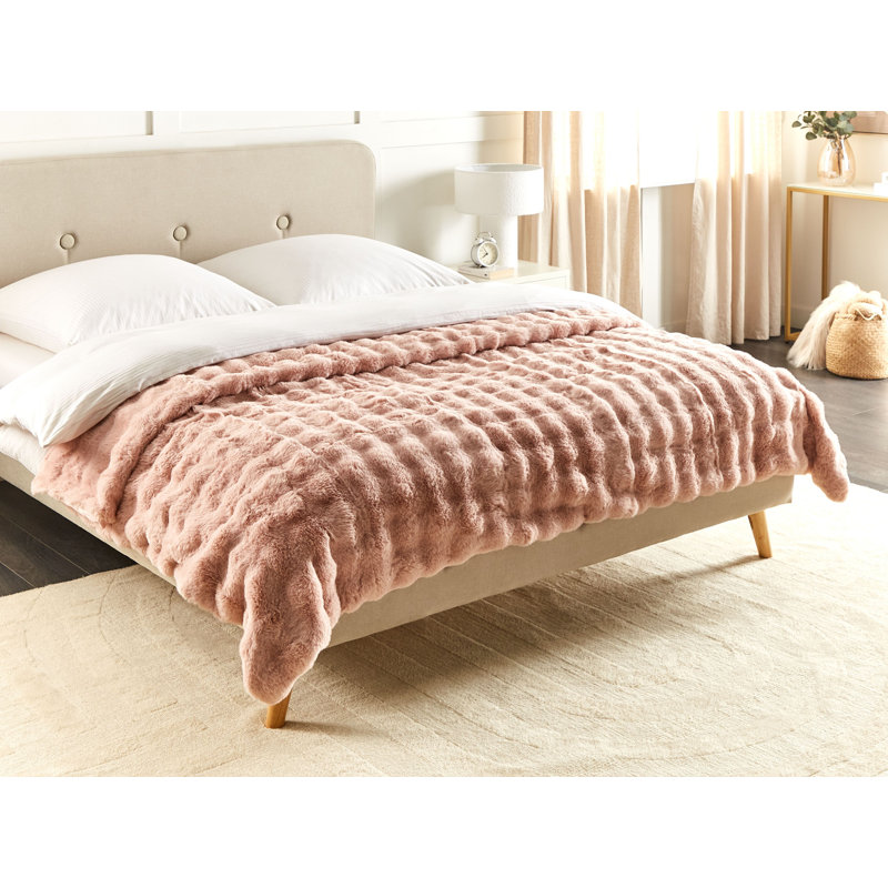 SALKA Polyester Striped Bedspread, Pink