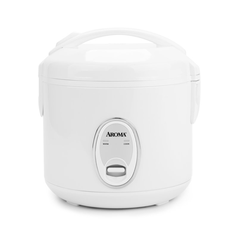 Aroma 8-Cup White Cool Touch Rice Cooker with Steamer