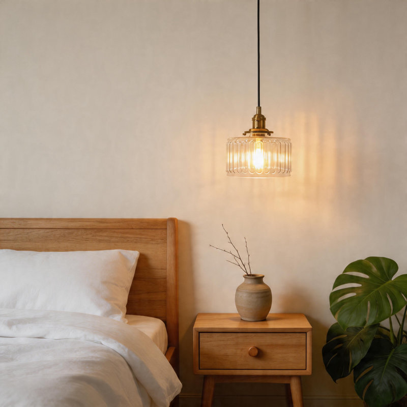 Luminaire suspendu cylindrique en verre 1 lumière