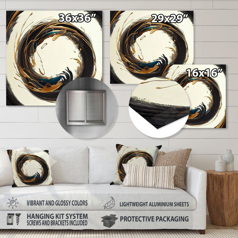 Décoration murale Limson, H 23 po x l 23 po x P 1 po, Abstract Gold Glamour Circle II