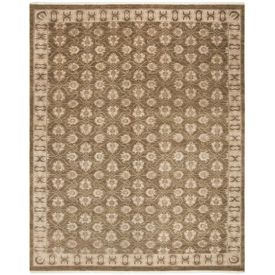 Oushak Oriental Hand-Knotted Wool Brown Area Rug