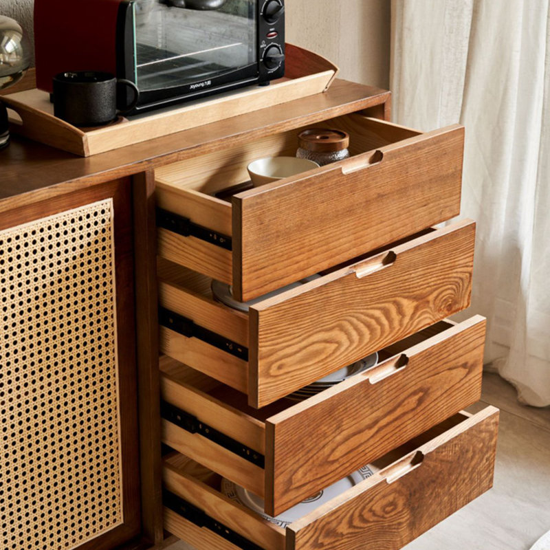 Armoire de rangement minimaliste moderne en rotin avec porte